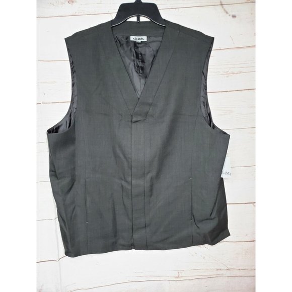 Cintas Men XL Charcoal Gray Men 2 Pocket Polyester Side Slit Suit Or Casual Vest - Picture 11 of 12